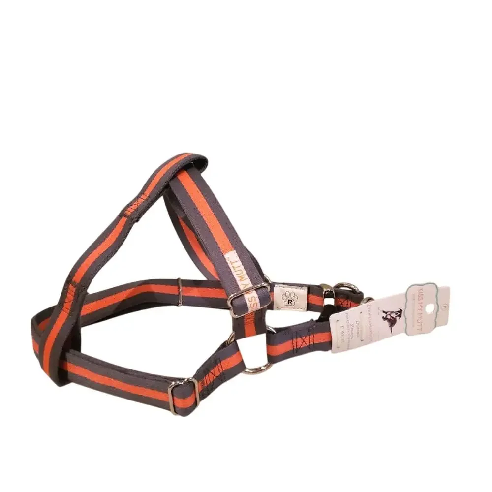 Kiss My Mutt Orange And Gray Dog Harness Medium For Chests 18